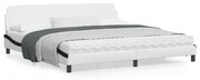 vidaXL Estrutura de cama c/ cabeceira couro artificial branco e preto