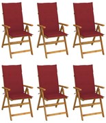 vidaXL Cadeiras de jardim dobráveis c/ almofadões 6 pcs acácia maciça