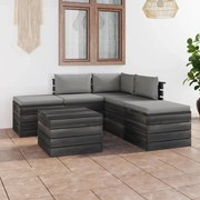 6 pcs conjunto lounge de paletes com almofadões pinho maciço