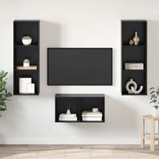 vidaXL Conjunto de Estantes para TV Carvalho preto 37 x 37 x 107 cm