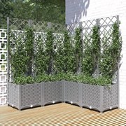 vidaXL Vaso/floreira jardim c/ treliça 120x120x136 cm PP cinza-claro