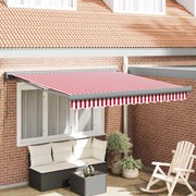 vidaXL Toldo Retrátil Automático Listras Vermelhas e Brancas 350x250 cm