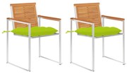 vidaXL Cadeiras de jardim com almofadões 2 pcs acácia maciça e aço