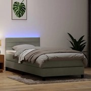 vidaXL Cama com molas/colchão cinzento-claro 80x210 cm veludo