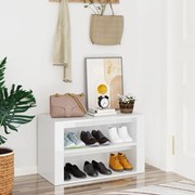 vidaXL Sapateira 75x35x45 cm derivados de madeira branco brilhante
