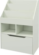 HOMCOM Estante de Madeira para Brinquedos com 3 Compartimentos 2 Prateleiras e Gaveta Móvel com 4 Rodas 60x29,9x90 cm Verde | Aosom Portugal
