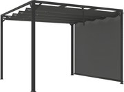 Outsunny Pérgola de Jardim de Alumínio 3x3 m com Teto Retrátil e Lateral Enrolável UPF30+ Pérgola para Exterior Cinza | Aosom Portugal