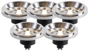 Conjunto de 5 lâmpadas LED AR111 GU10 12W 2000K-3000K dim a quente