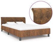 vidaXL Estrutura de cama 120x200 cm camurça artificial castanho