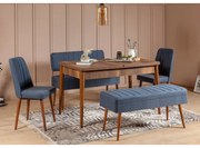 ****  
Conjunto de Mesa de Jantar Extensível e Cadeiras Vina – Nogueir