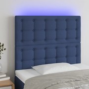 Cabeceira cama c/ LED tecido 100x5x118/128 cm azul