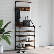 vidaXL Bengaleiro c/ arrumação de calçado 70x34x184 cm carvalho fumado