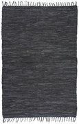 vidaXL Tapete chindi tecido à mão couro 160x230 cm cinzento