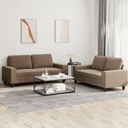 vidaXL 2 pcs conjunto de sofás tecido castanho