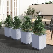 vidaXL Vasos/floreiras 4 pcs 30x30x37 cm polipropileno cinzento-claro