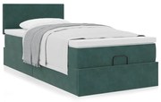 Estrutura de cama otomana colchão 90x200 cm veludo verde escuro