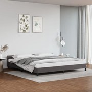 Estrutura cama c/ cabeceira 200x200cm couro artificial cinzento