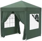 Outsunny Tenda Dobrável 2x2 m Tenda de Jardim com 4 Paredes Laterais Tecido Oxford 2 Portas 2 Janelas e Bolsa de Transporte Verde | Aosom Portugal