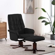 vidaXL Cadeira reclinável c/ apoio de pés couro artificial preto