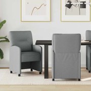 vidaXL Cadeiras de Jantar com Rodas com rodas 2 pcs Cinzento-claro