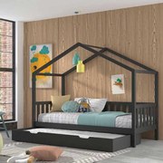 Conjunto Cama infantil de Casa DALLAS Com Ripas 90x200 com gaveta Antracite