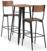 vidaXL 3 pcs conjunto de bar em aço castanho e preto
