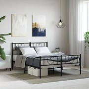 Estrutura de cama com cabeceira e pés 120x190 cm metal preto