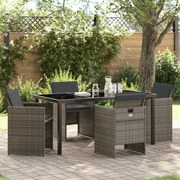 Conjunto de Jantar de Jardim de 5 Peças com Almofadas em Rattan Poly C