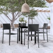 5 pcs Conjunto de jantar para jardim preto