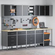Conjunto de Armário de Trabalho e Painel de Ferramentas de 12 Peças vidaXL Preto MDF e Metal