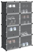 vidaXL Organizador de arrumação com 8 cubos e portas PP preto