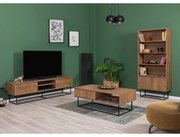 Conjunto de Mobiliário de Sala de Estar Laxus – Nogueira/Preto – TV: 1
