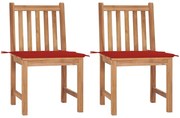 vidaXL Cadeiras de jardim c/ almofadões 2 pcs teca maciça