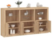 vidaXL Aparador com luzes LED 181,5x37x100 cm carvalho sonoma