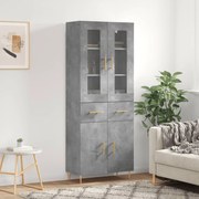 vidaXL Armário alto 69,5x34x180 cm derivados de madeira cinza cimento
