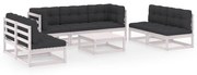 8 pcs conjunto lounge de jardim com almofadões pinho maciço