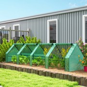 Mini-estufa de jardim 360 x 90 x 90 cm, mini-estufa em túnel com 4 janelas com fecho de correr, aço, PE 140 g/m², proteção anti-UV, verde