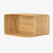 Mesa De Cabeceira Flutuante 35x20 Cm Em Rattan Feyrat Madeira Natural - Sklum