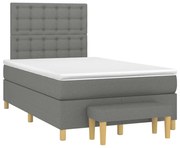 Cama boxspring com colchão 120x190 cm tecido cinzento-escuro