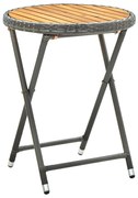 vidaXL Mesa de chá 60 cm vime PE e madeira de acácia maciça cinzento