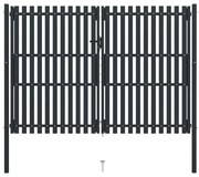 vidaXL Portão de cerca com porta dupla 306x200 cm aço antracite