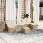 vidaXL 8 pcs conjunto de sofás p/ jardim com almofadões vime PE bege