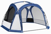 Outsunny Abrigo de Campismo para 3-4 Pessoas com 4 Telas Mosquiteiras 2 Painéis e Bolsa de Transporte 350x350x230 cm Branco e Azul | Aosom Portugal