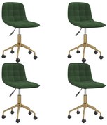 Cadeiras de jantar giratórias 4 pcs veludo verde-escuro