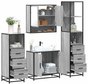 vidaXL 4 pcs Conjunto móveis casa de banho madeira proc. cinza sonoma