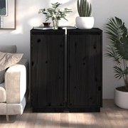 vidaXL Aparadores 2 pcs 31,5x34x75 cm madeira de pinho maciça preto