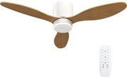 HOMCOM Ventilador de teto com luz ajustável e controlo remoto 115 cm, 3 cores, 3 pás, 6 velocidades, temporizador, natural | Aosom Portugal