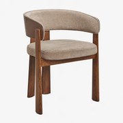 Cadeira De Jantar Em Madeira De Carvalho E Estofada Olea Carvalho Escuro Castanho & Chenille Castanho Trigo - Sklum