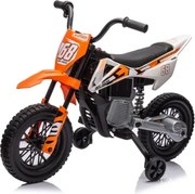 AIYAPLAY Moto Elétrica Infantil 12V com Música, Velocidade 2,4-5 km/h, Rodas Auxiliares, 107x56x70 cm, Laranja | Aosom Portugal