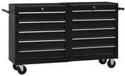 vidaXL Carrinho de ferramentas com 5 gavetas 69x33x77 cm aço preto